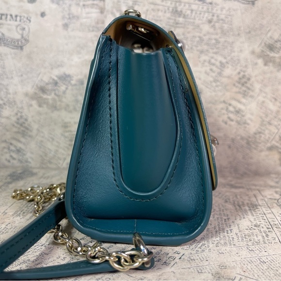 ZAC Zac Posen Eartha Iconic Mini Chain LEATHER floral purse - Picture 2 of 15